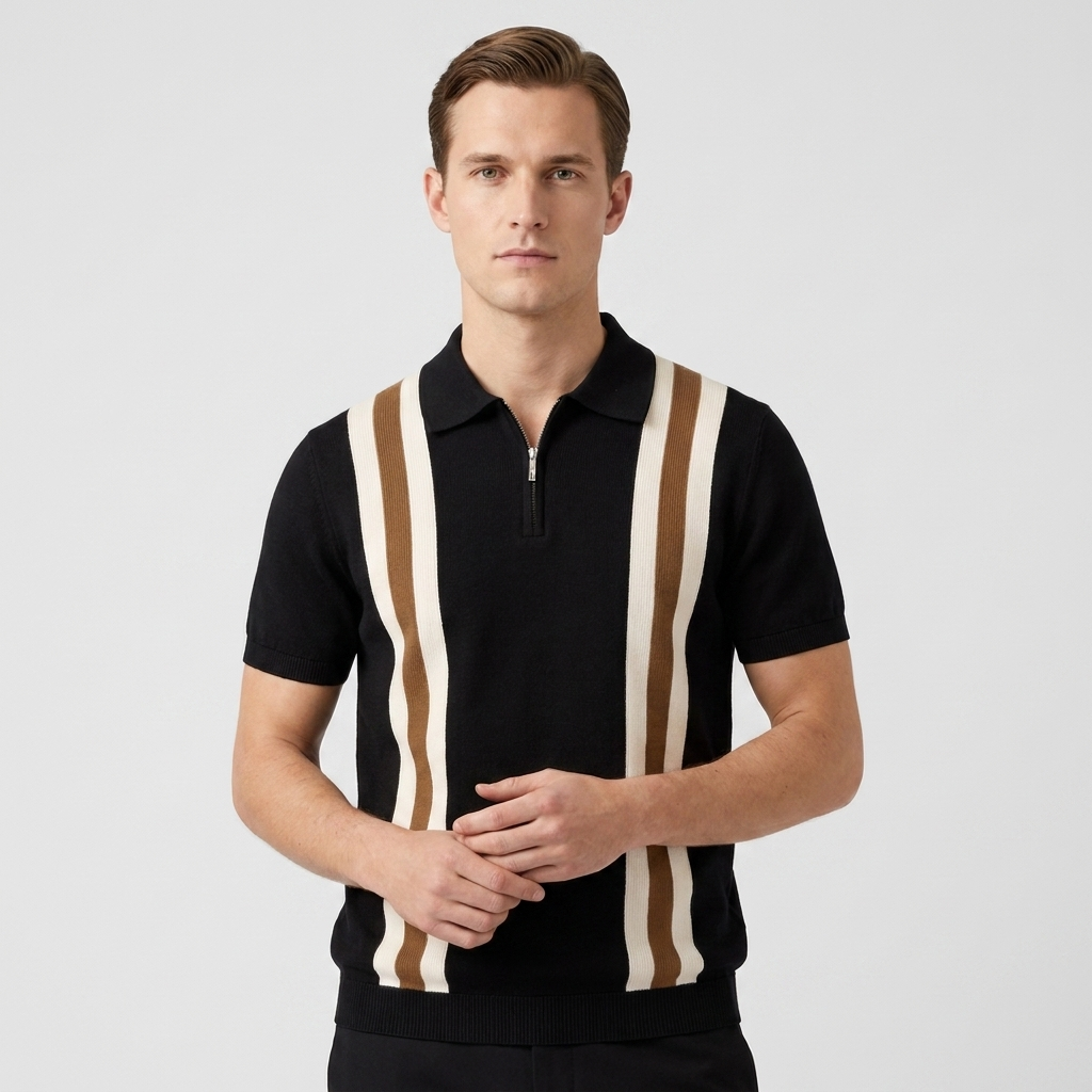 OLDMONEYLOOK | Men’s Refined Knit Zip Polo