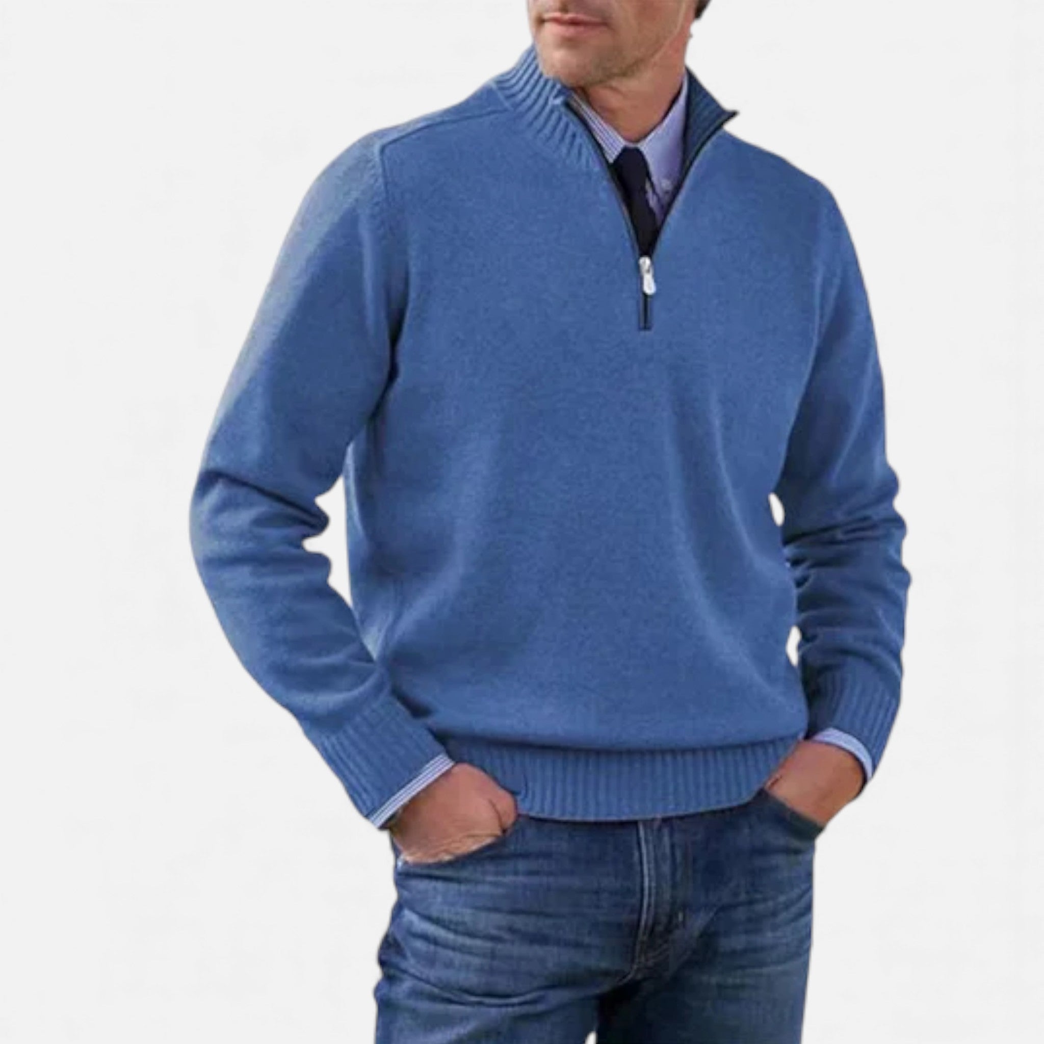 OldMoneyLook | Men’s Heritage Zip‑Up Knit Sweater