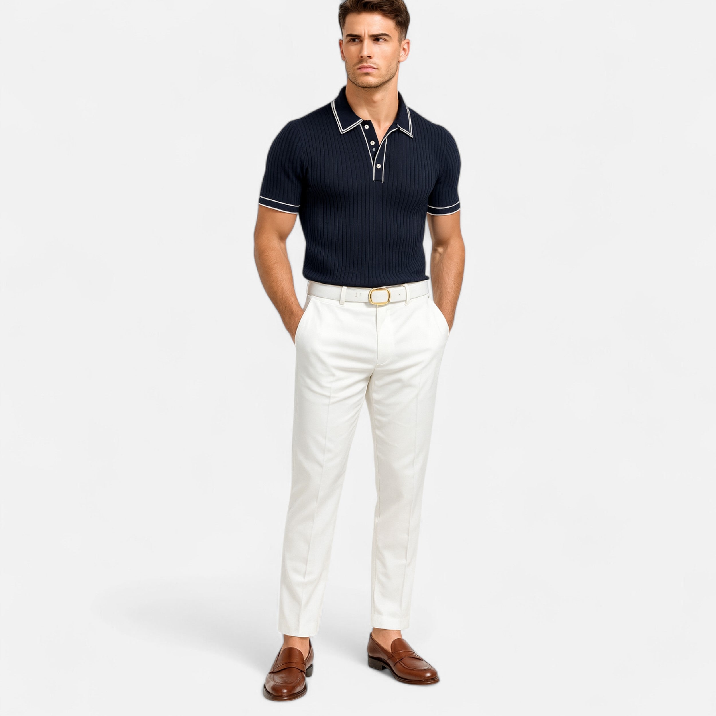 Men’s Summer Polo Shirt – Classic Knit Design