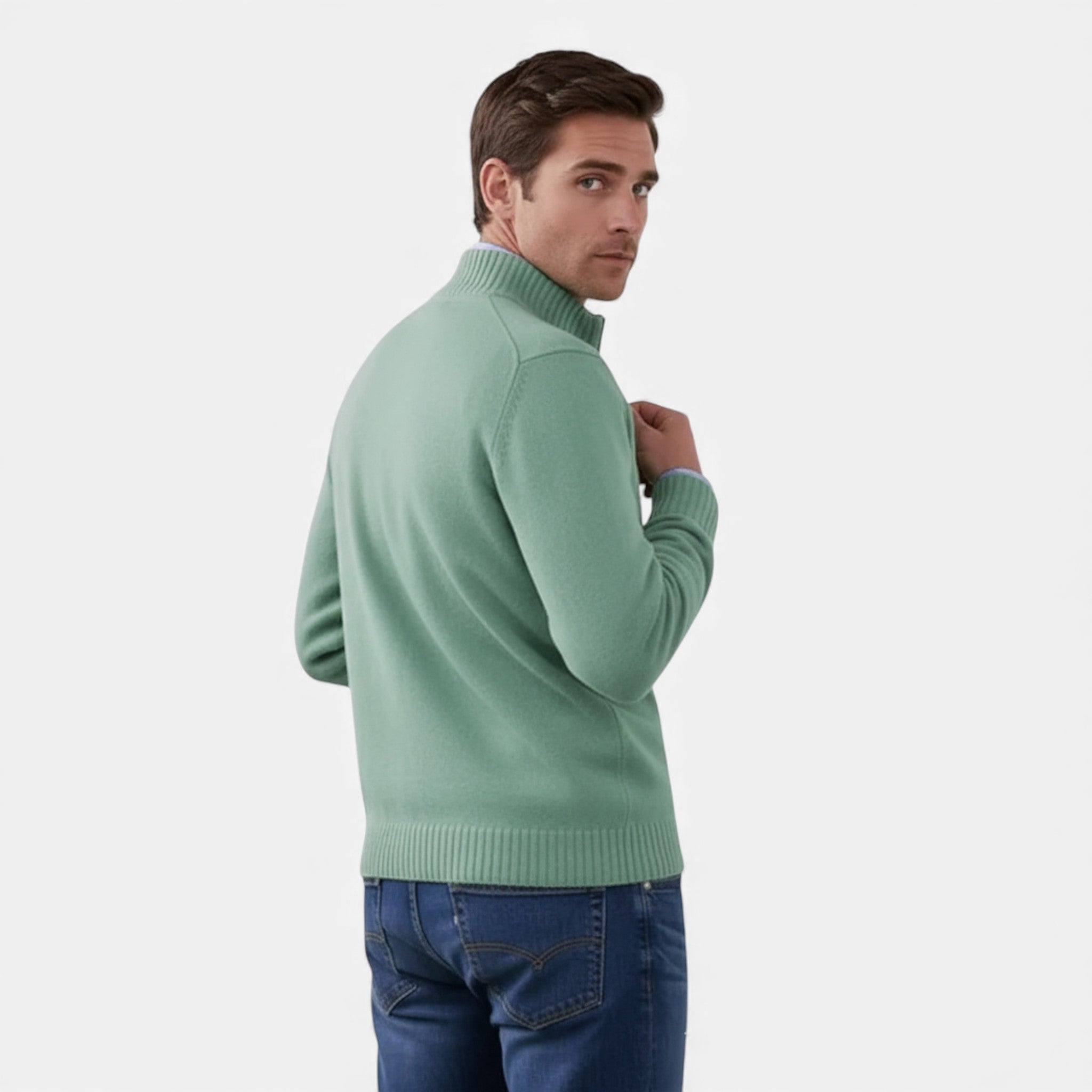 OldMoneyLook | Men’s Heritage Zip‑Up Knit Sweater