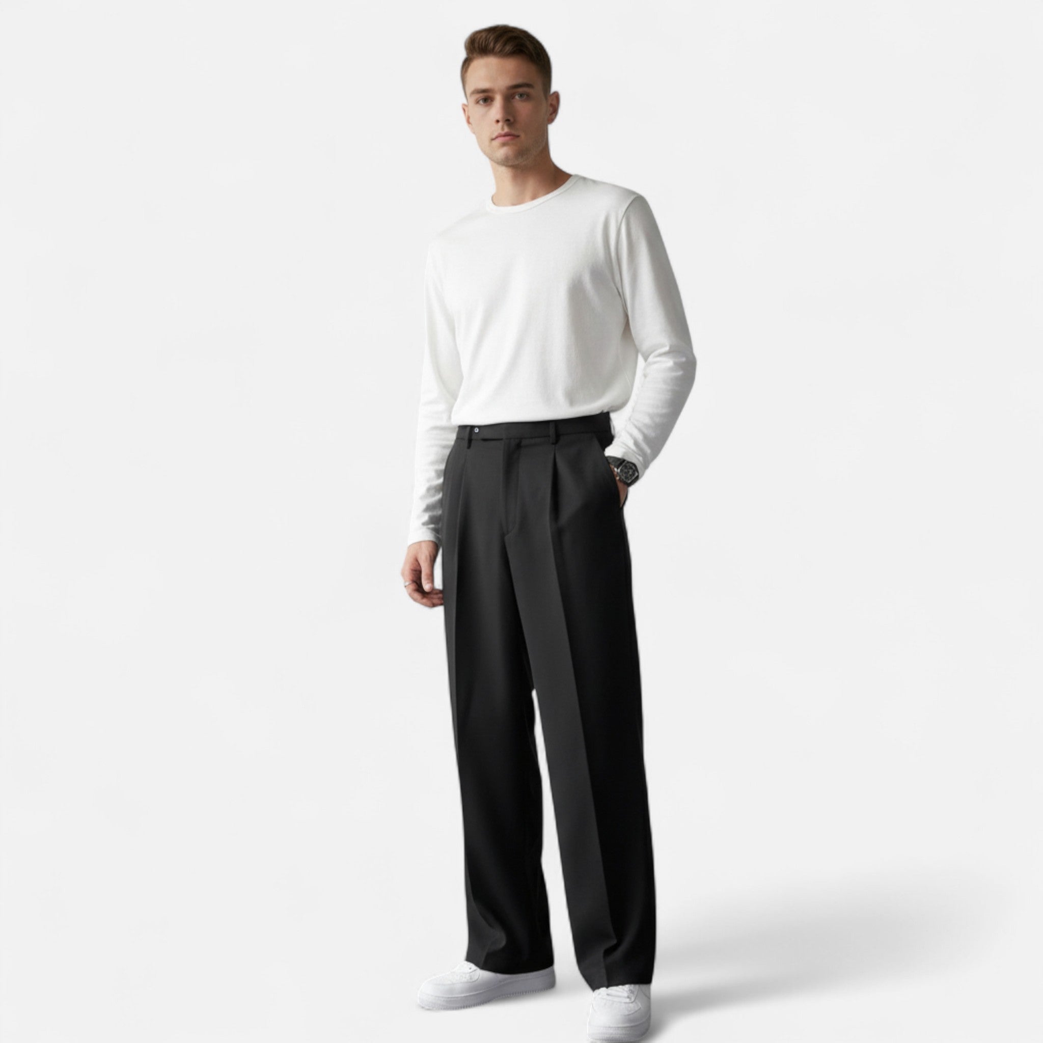 OldMoneyLook | Men’s Tailored Loose-Leg Trousers