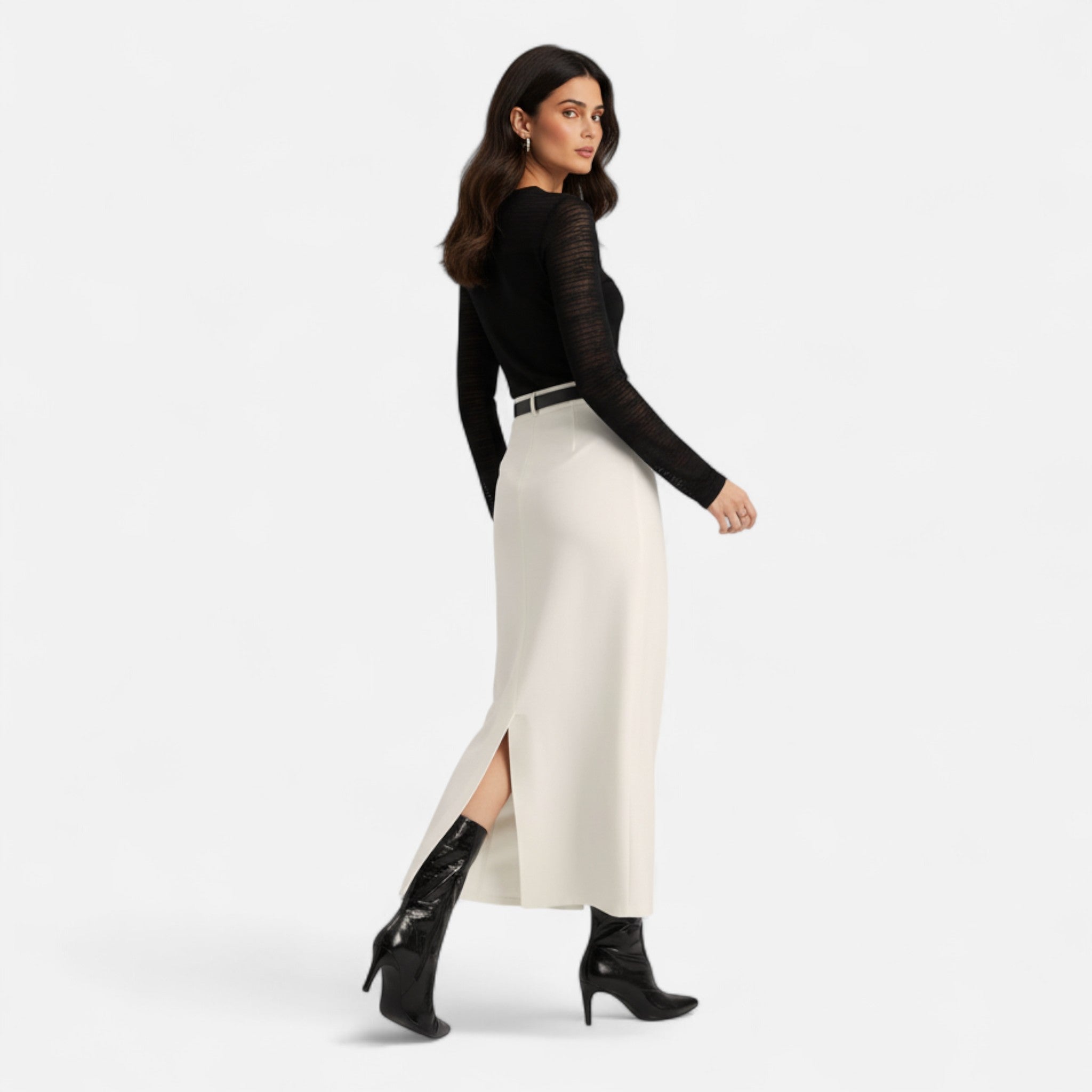 OldMoneyLook | Women’s High-Waisted Long Skirt with Belt
