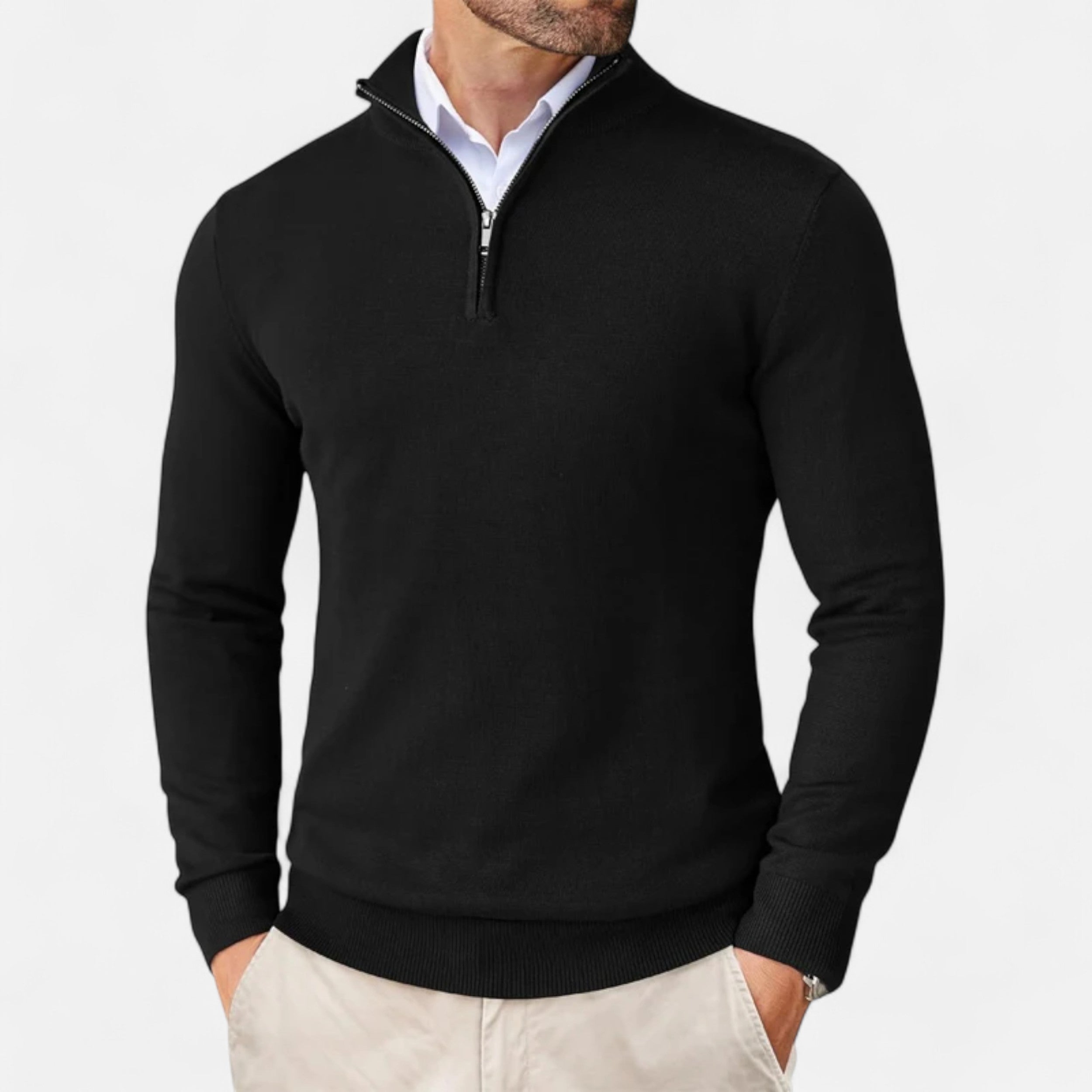 Men’s Quarter-Zip Knit Sweater – Slim Elegance