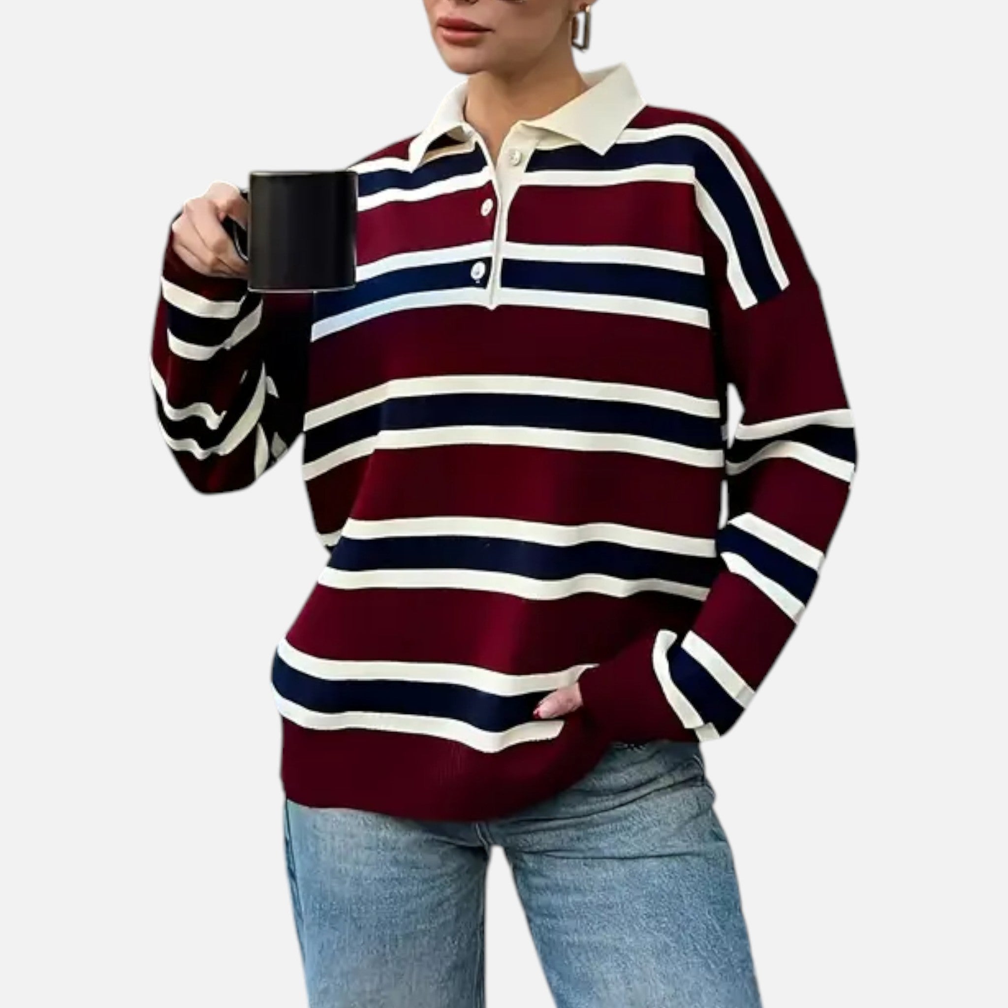 OldMoneyLook | Women’s Striped Polo Sweater