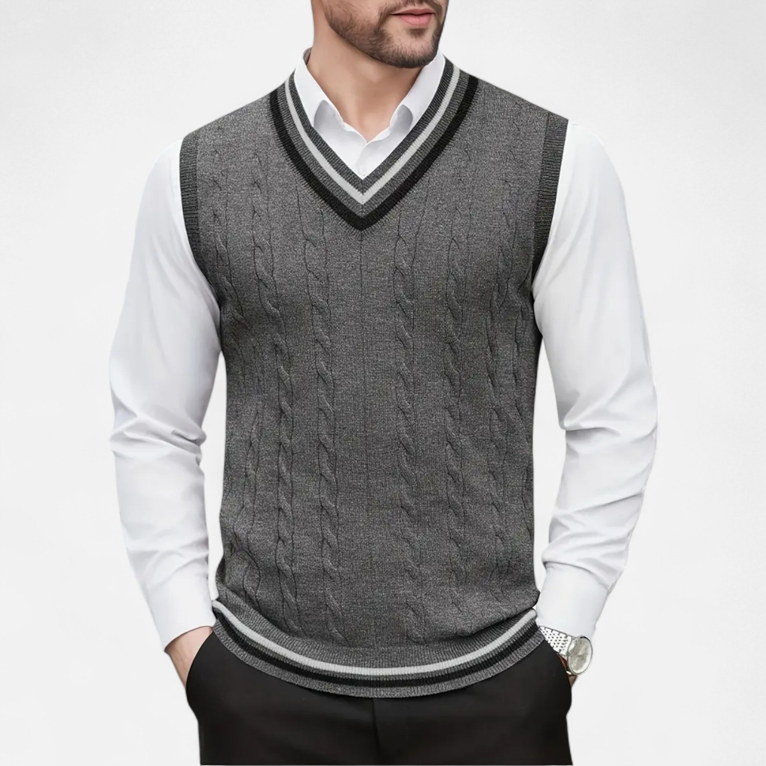 Men’s Knitted V-Neck Vest – Heritage Layers