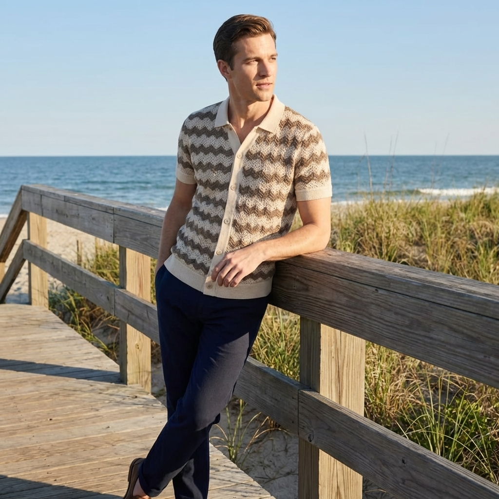 OLDMONEYLOOK | Men’s Refined Knit Polo Shirt