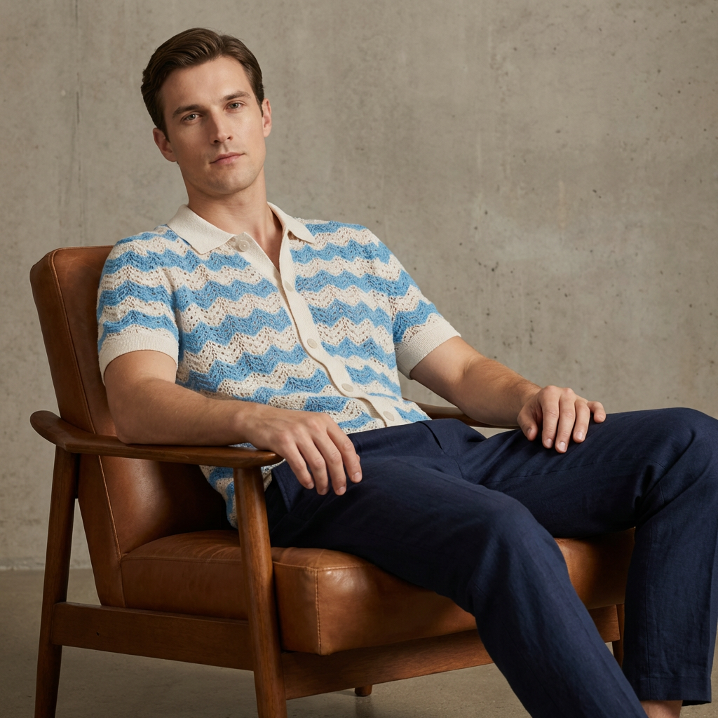 OLDMONEYLOOK | Men’s Refined Knit Polo Shirt