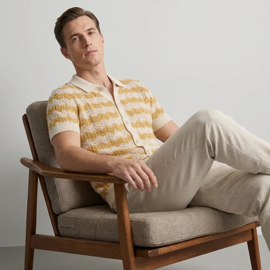 OLDMONEYLOOK | Men’s Refined Knit Polo Shirt