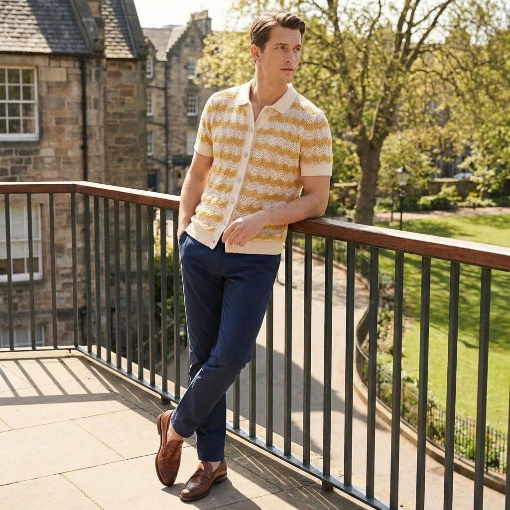 OLDMONEYLOOK | Men’s Refined Knit Polo Shirt