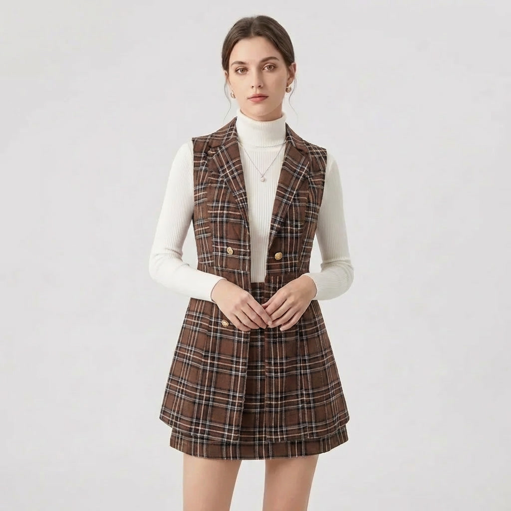 OLDMONEYLOOK | Women’s Classic Plaid Tweed Suit