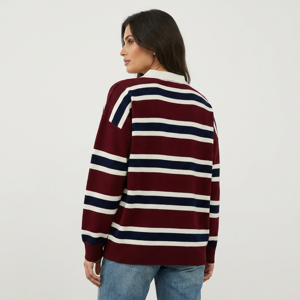OldMoneyLook | Women’s Striped Polo Sweater