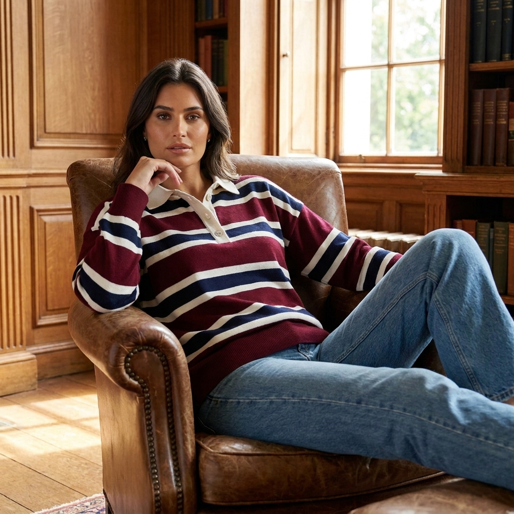 OldMoneyLook | Women’s Striped Polo Sweater