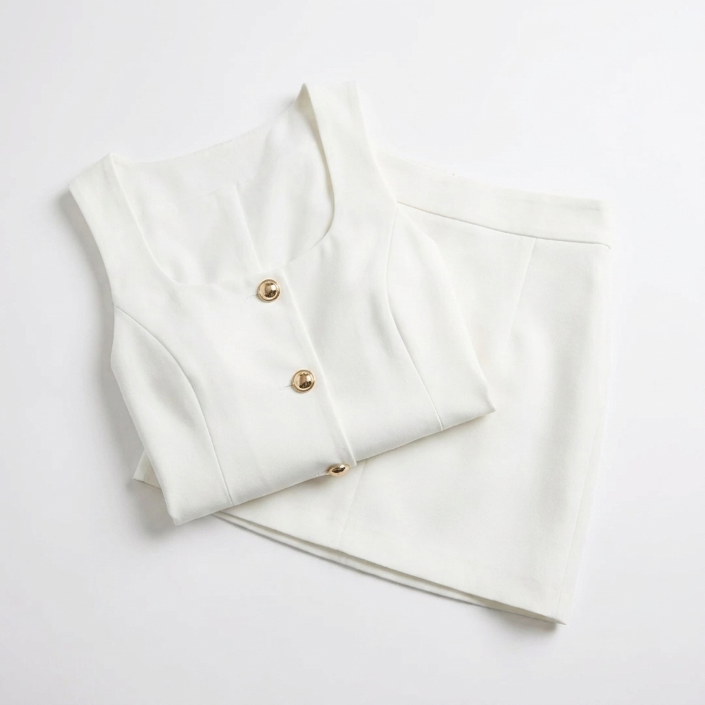 OLDMONEYLOOK | Women’s Refined Vest Skirt Set