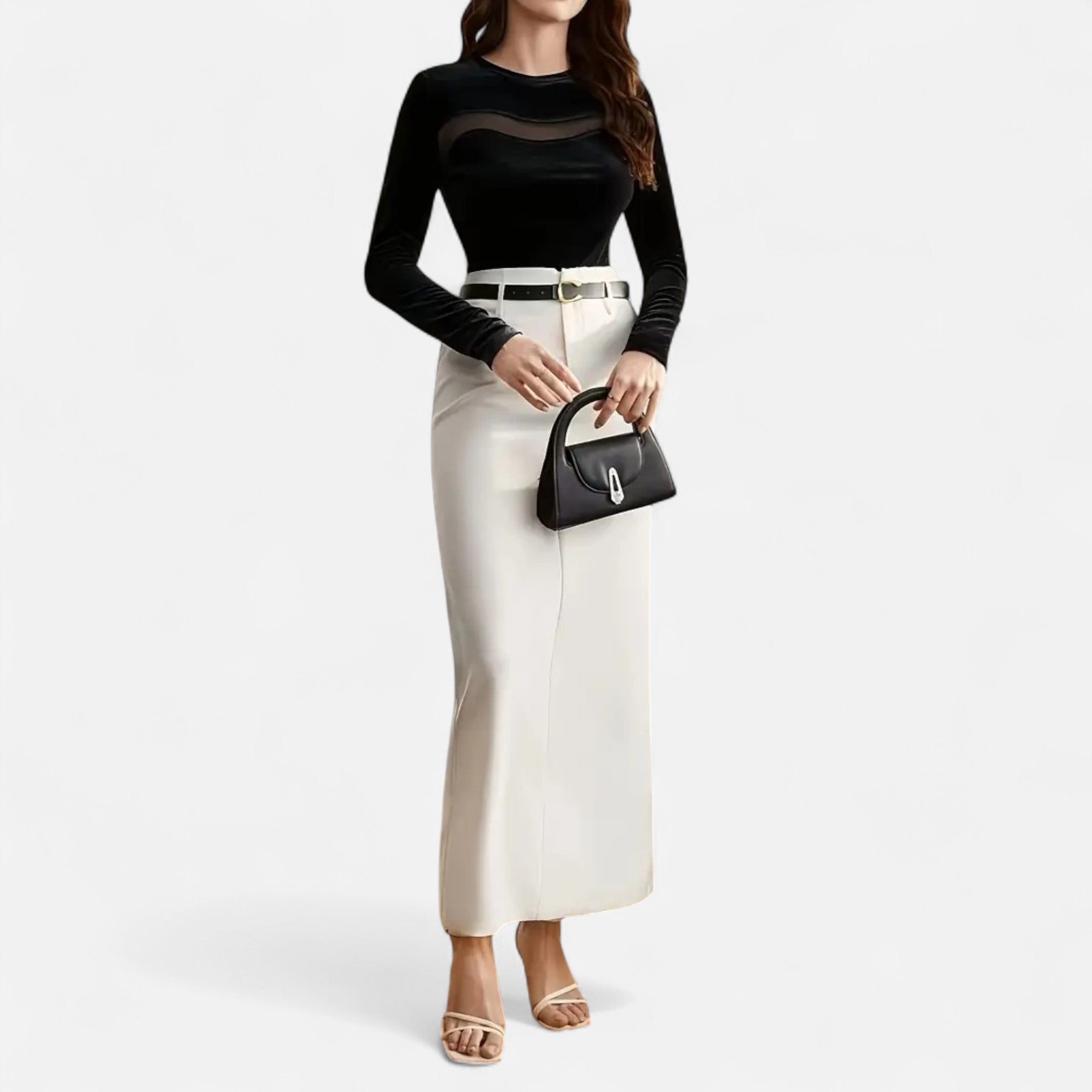 OldMoneyLook | Women’s High-Waisted Long Skirt with Belt
