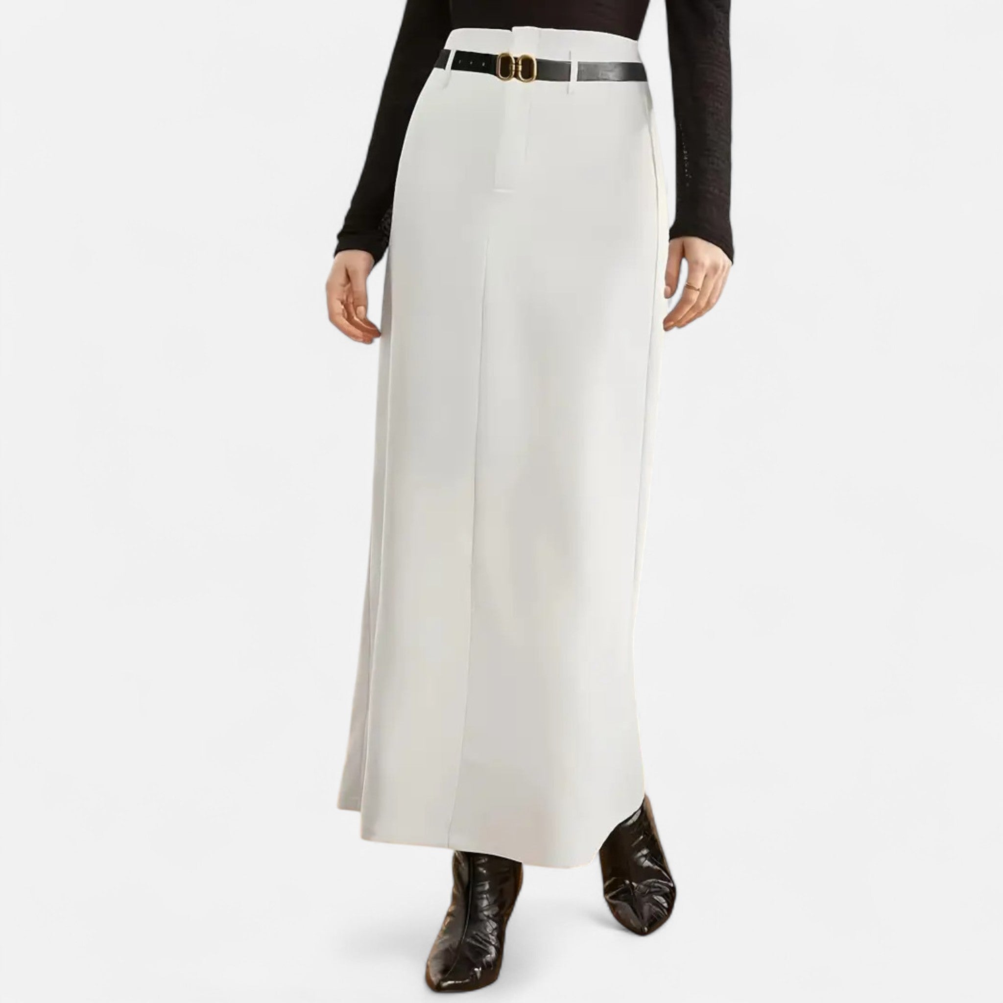 OldMoneyLook | Women’s High-Waisted Long Skirt with Belt