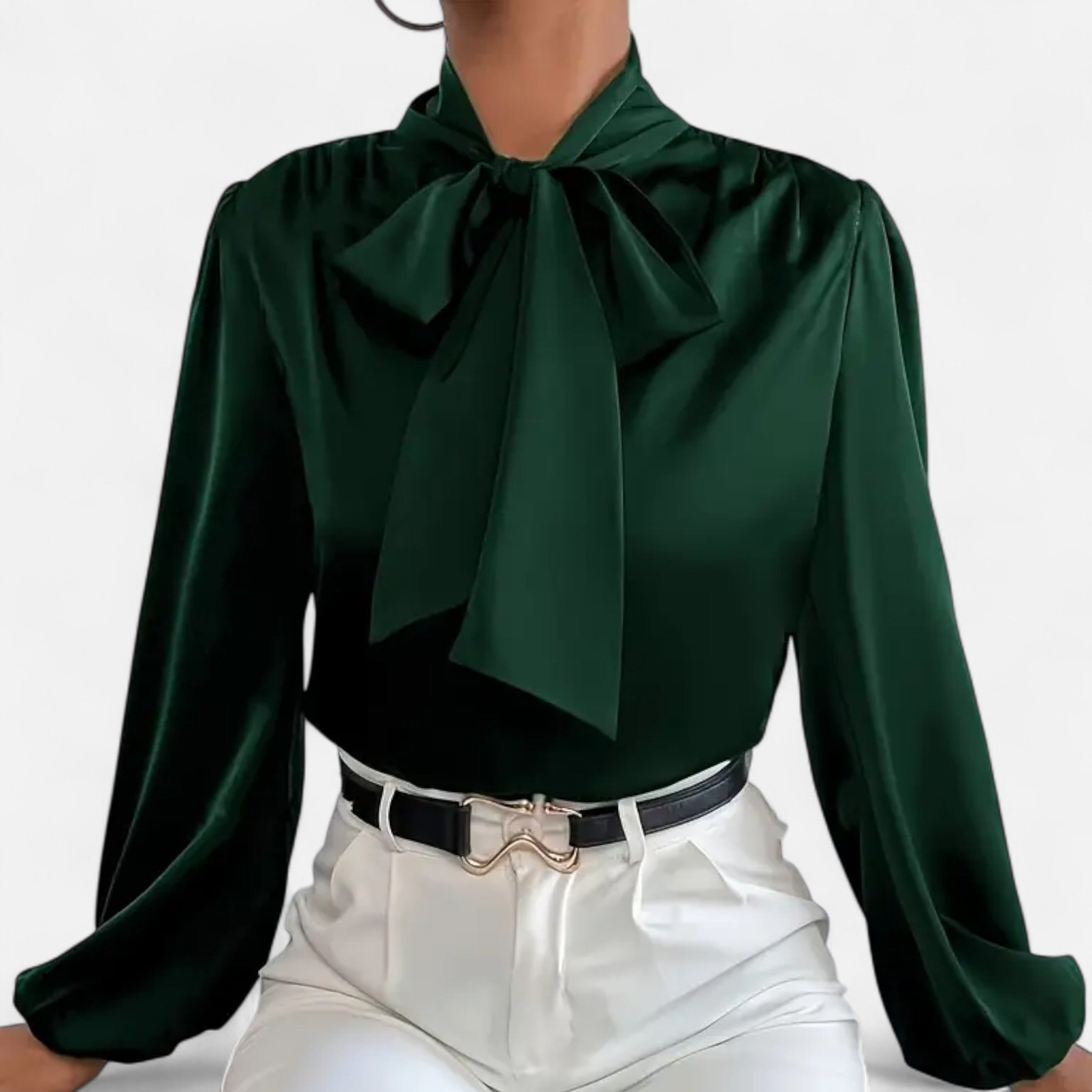 Women’s Satin Bow-Tie Blouse