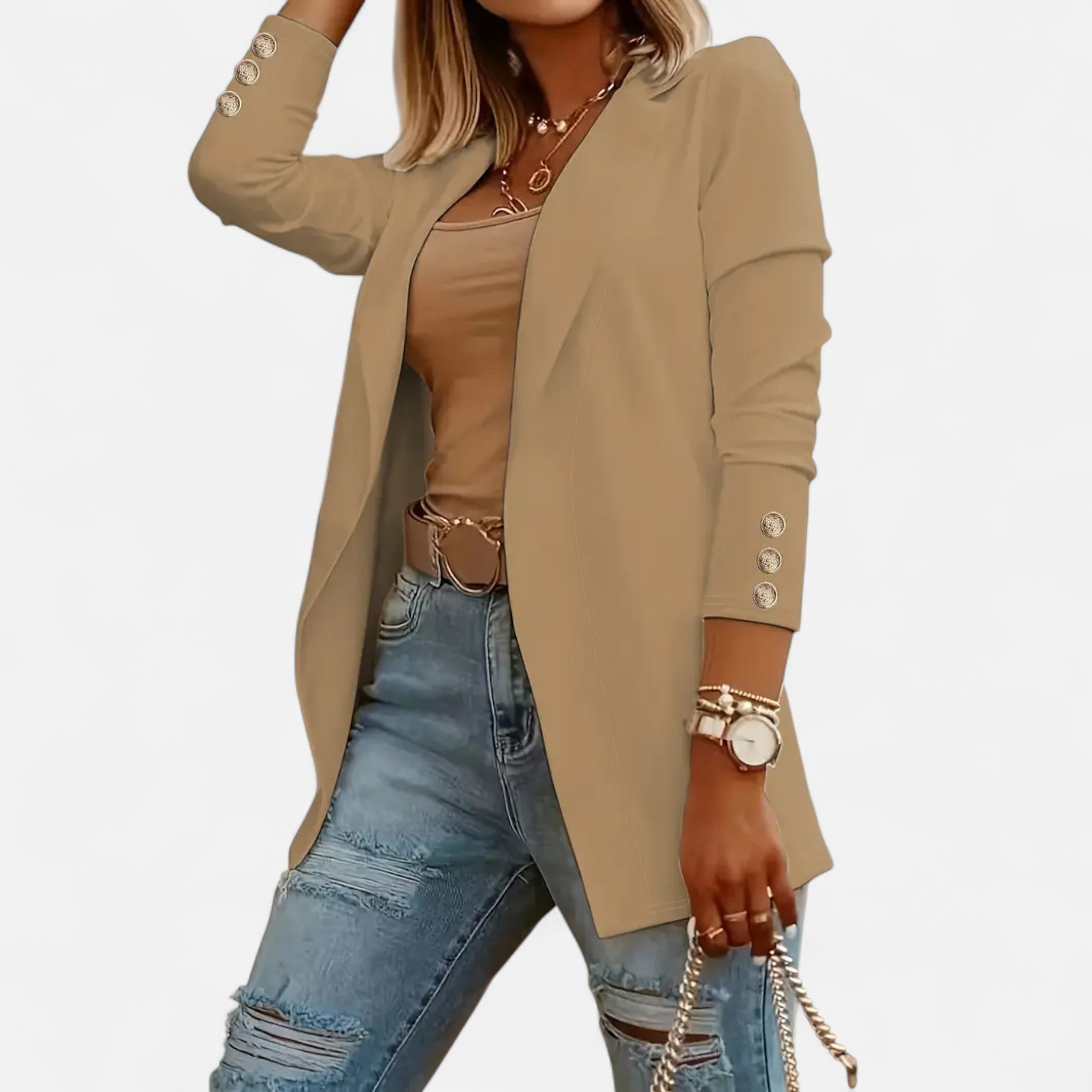 Women’s Chic Mid-Length Lapel Cardigan