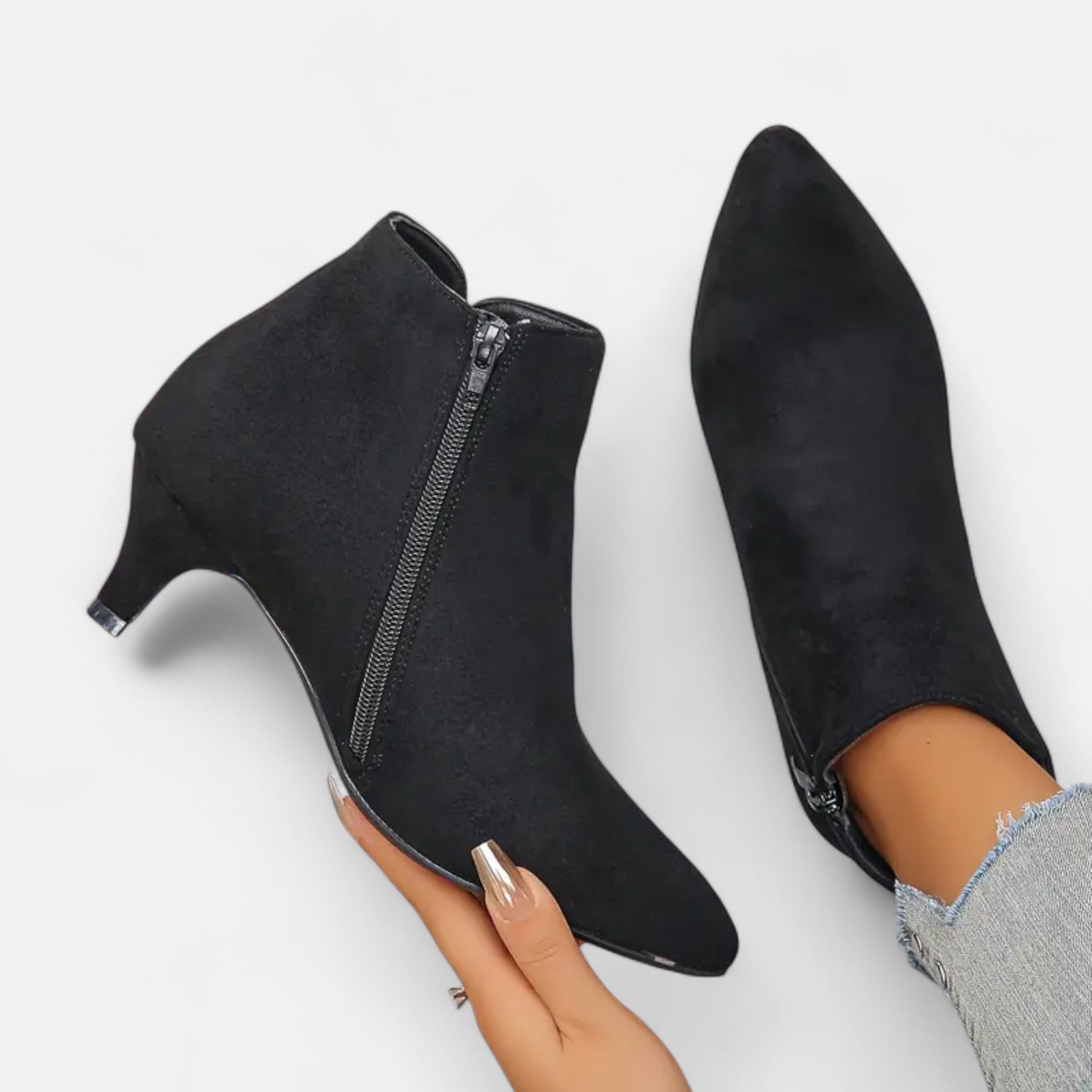 Women’s Kitten Heel Pointed Ankle Boots