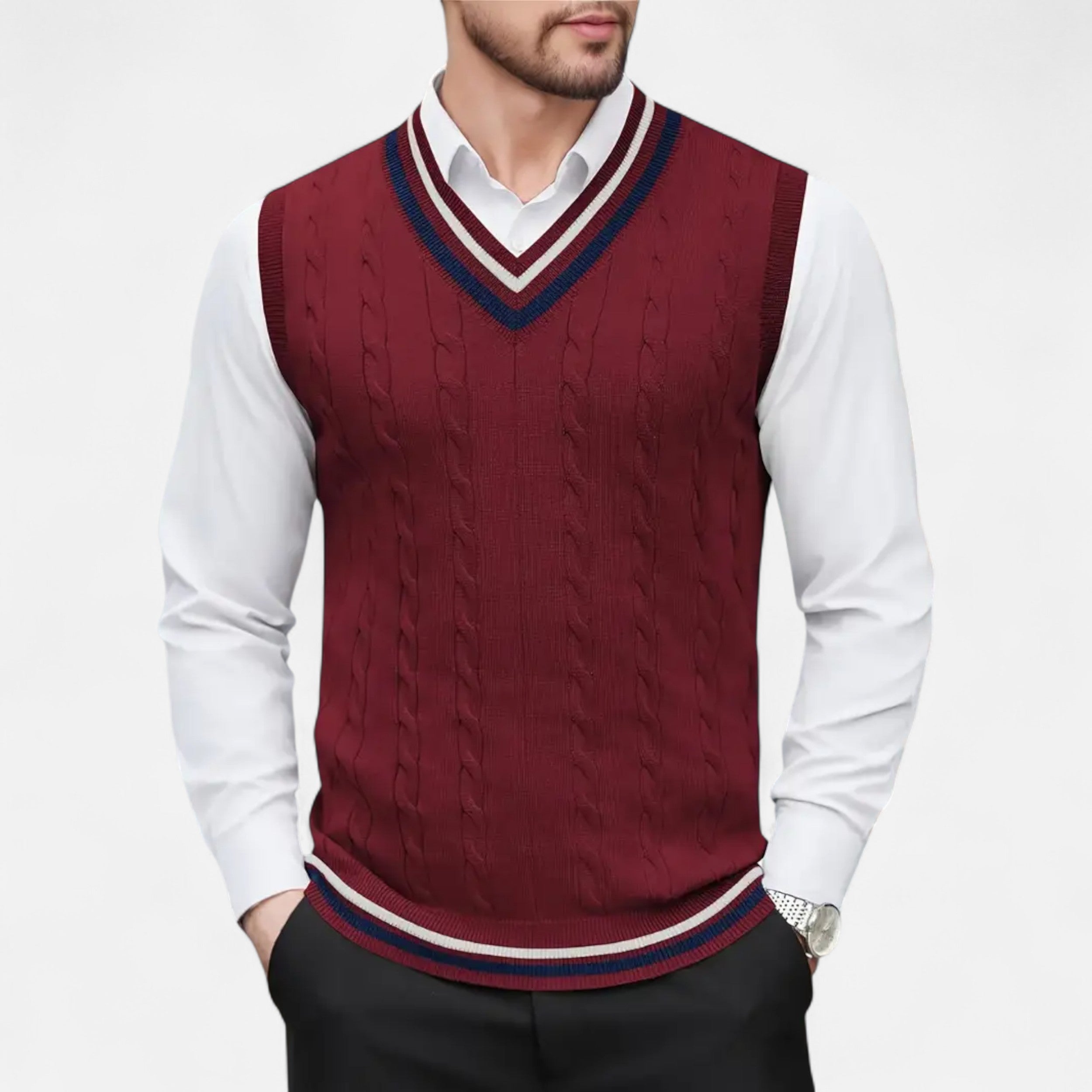 Men’s Knitted V-Neck Vest – Heritage Layers