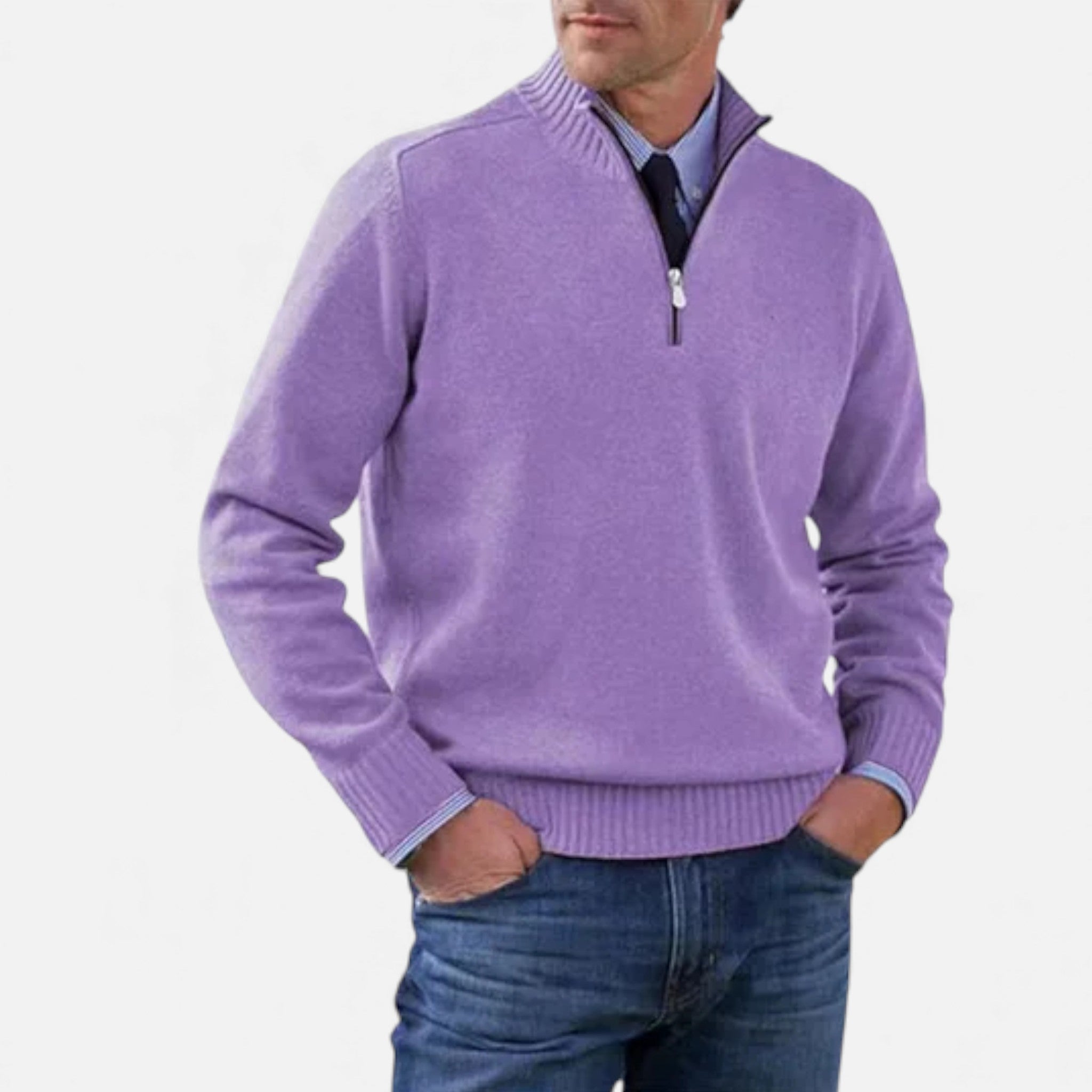 OldMoneyLook | Men’s Heritage Zip‑Up Knit Sweater