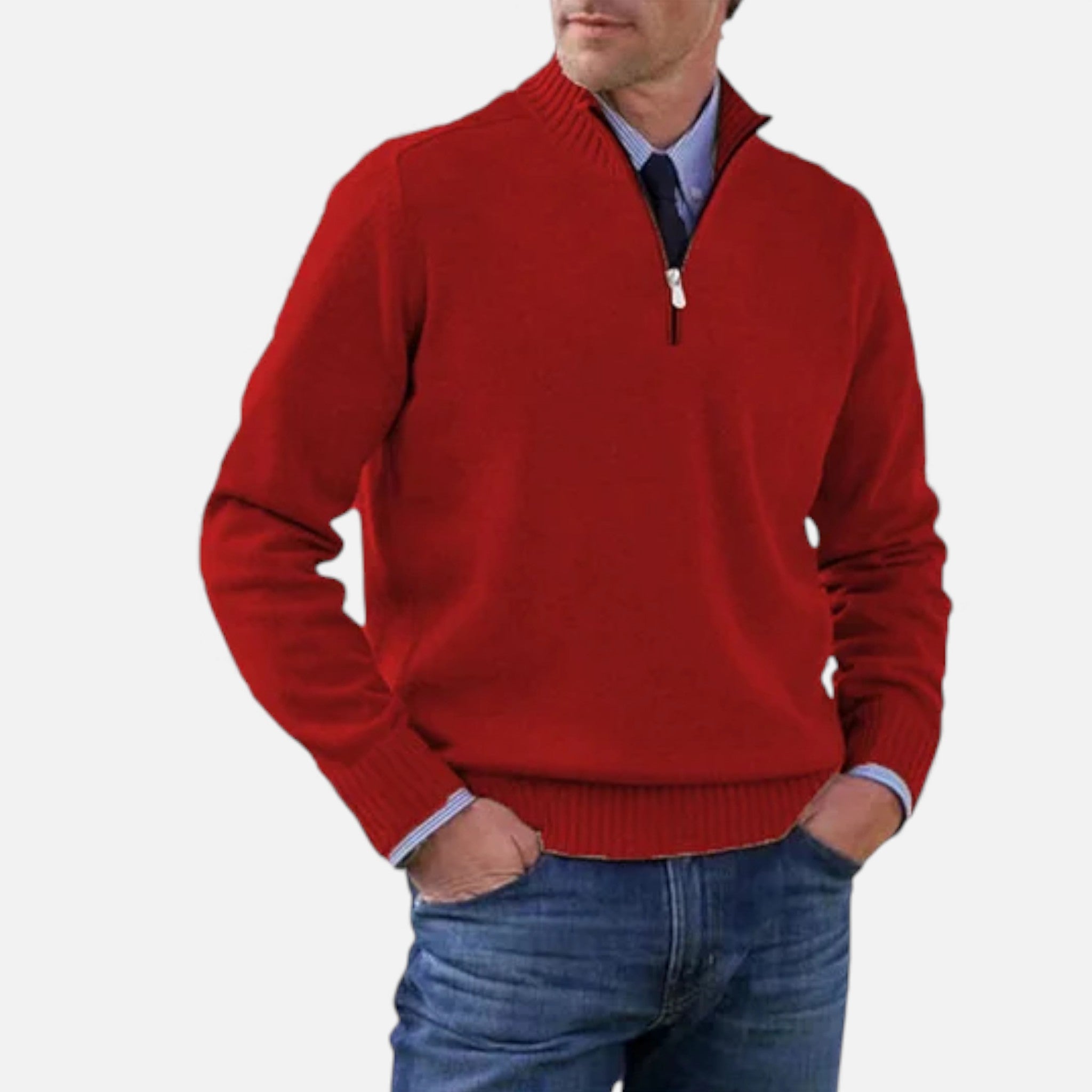 OldMoneyLook | Men’s Heritage Zip‑Up Knit Sweater
