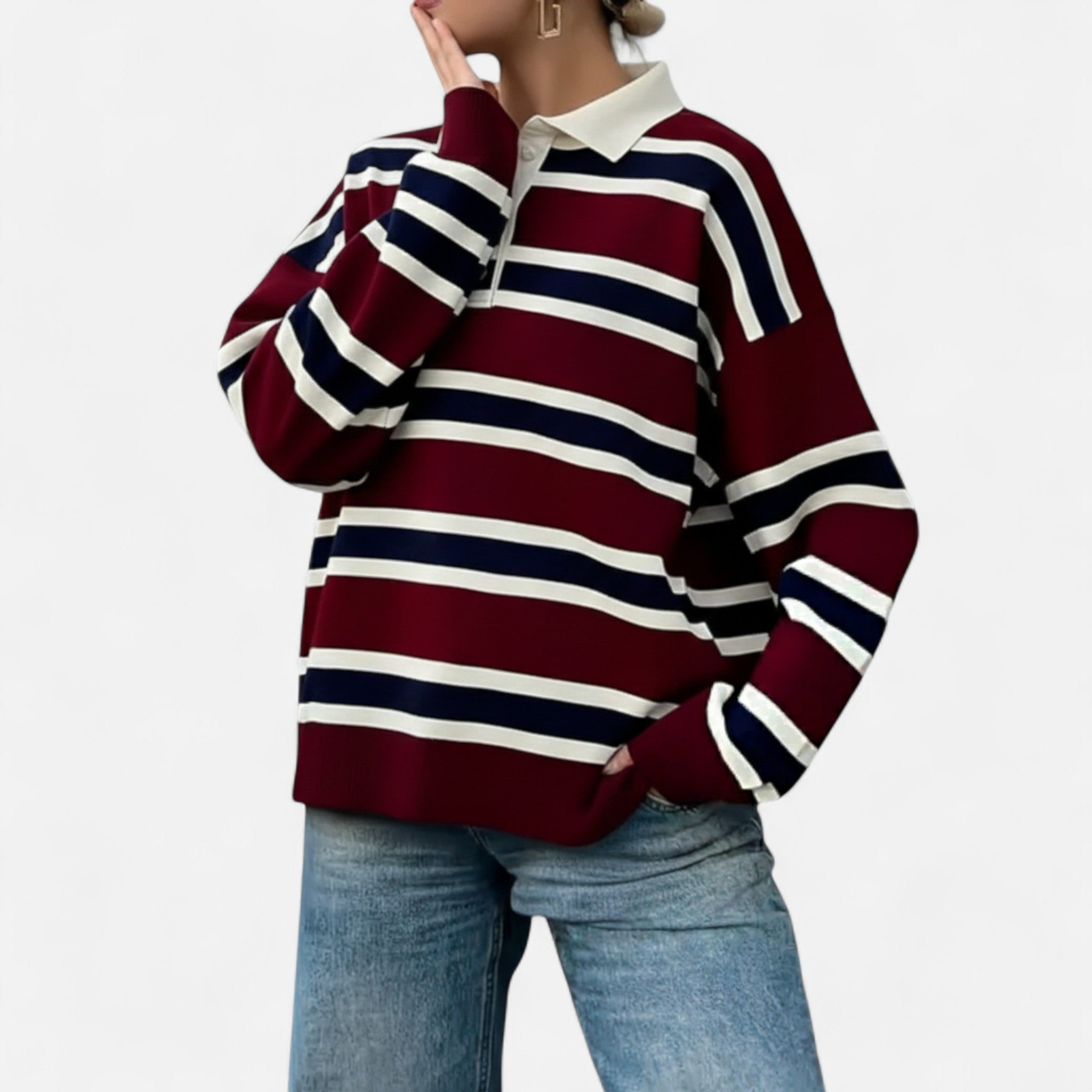 OldMoneyLook | Women’s Striped Polo Sweater