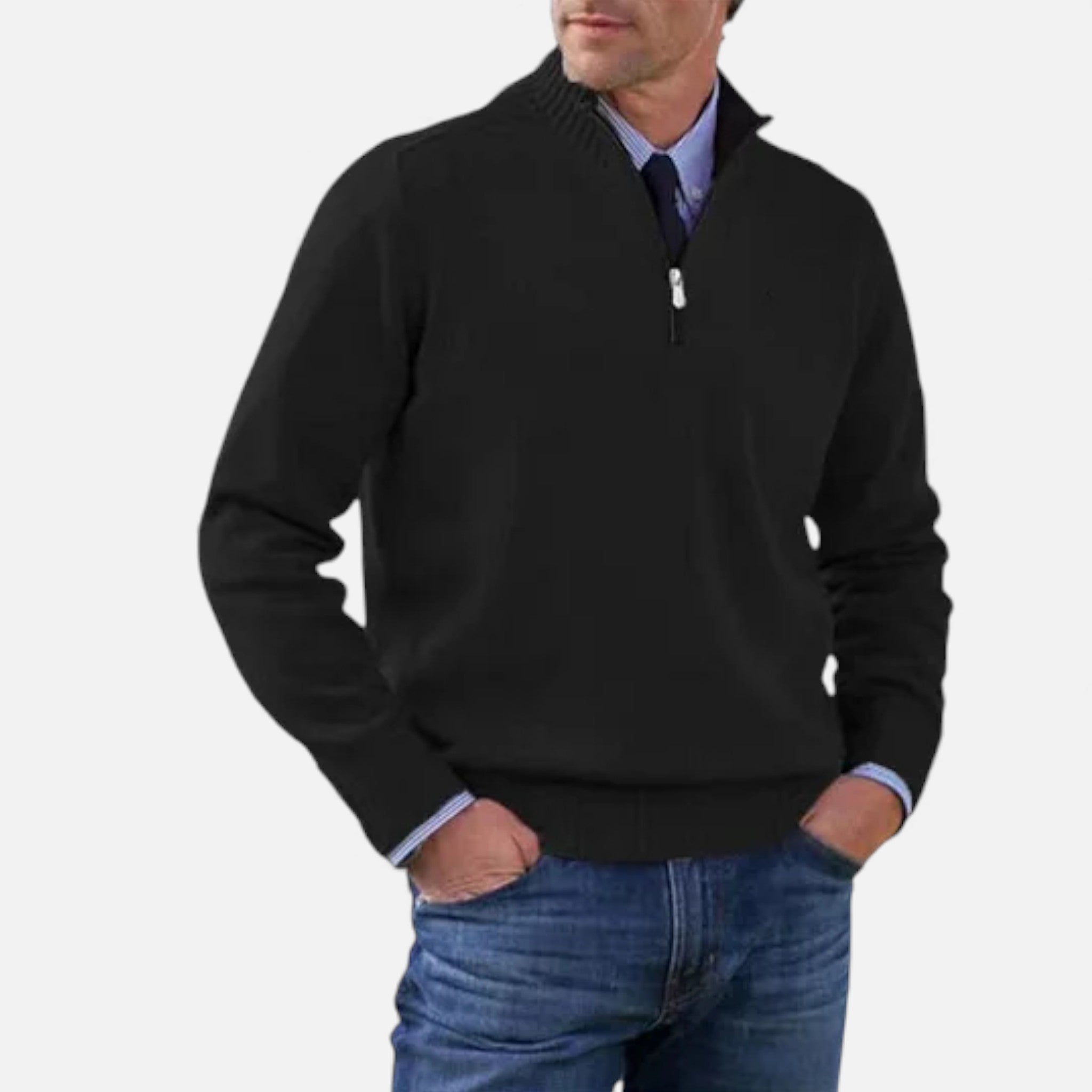 OldMoneyLook | Men’s Heritage Zip‑Up Knit Sweater