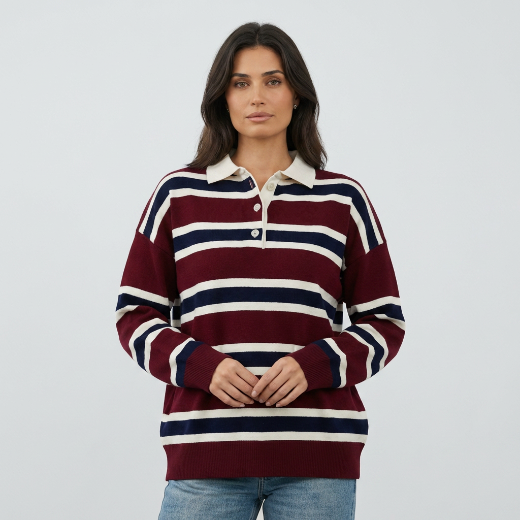 OldMoneyLook | Women’s Striped Polo Sweater