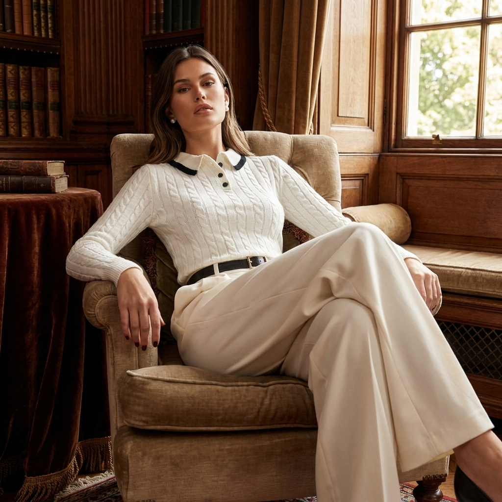 OldMoneyLook | Women’s Classic Collar Knit Sweater