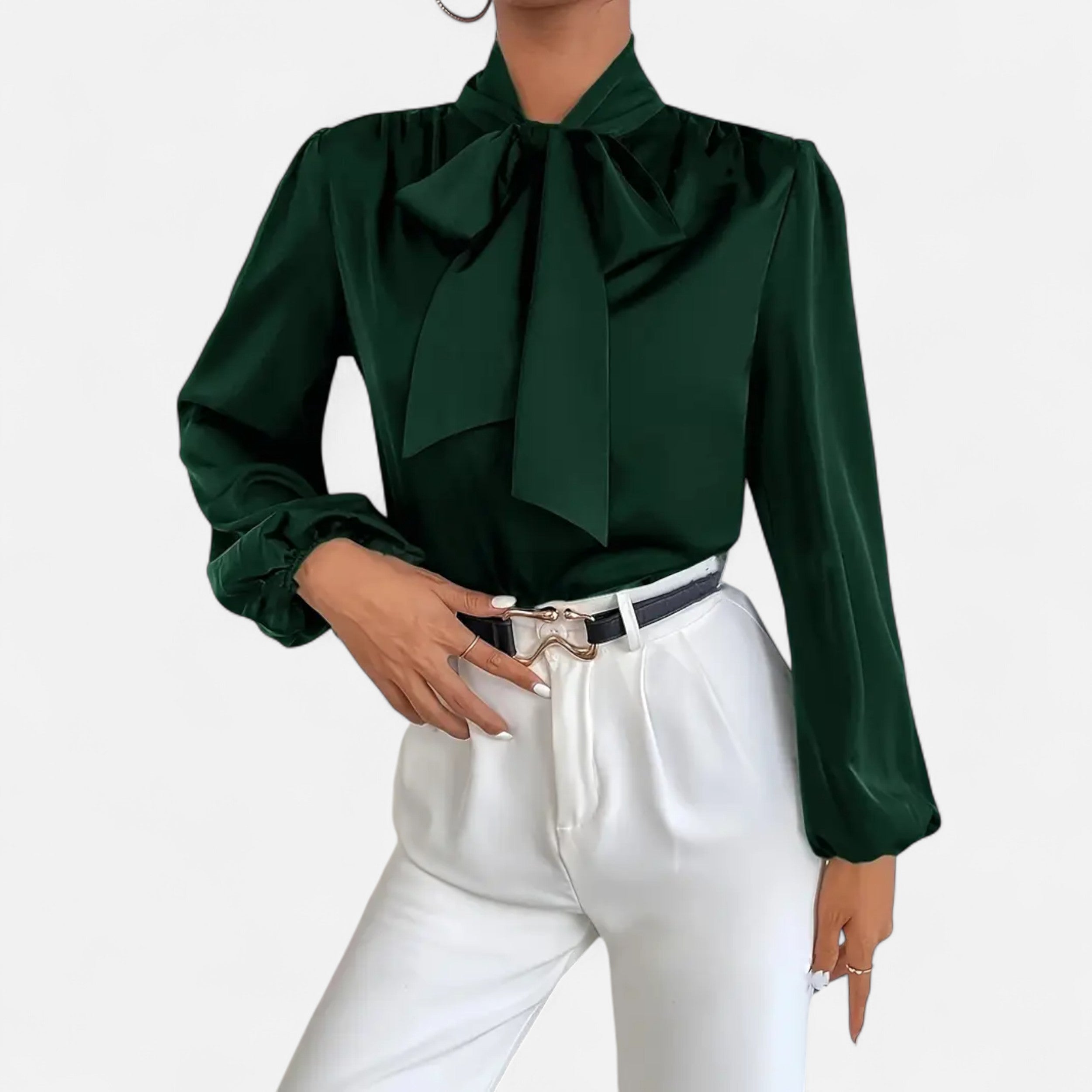 Women’s Satin Bow-Tie Blouse