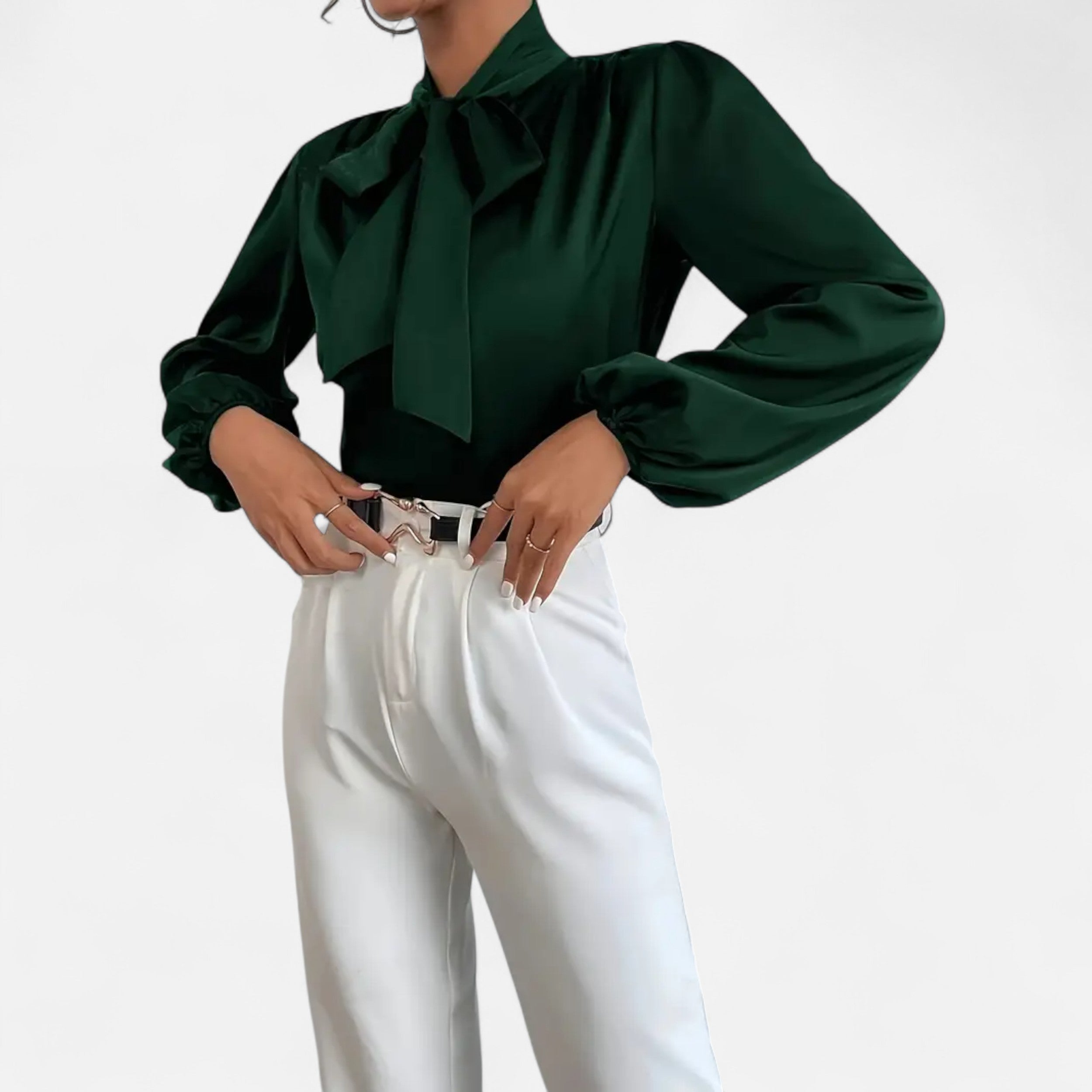 Women’s Satin Bow-Tie Blouse