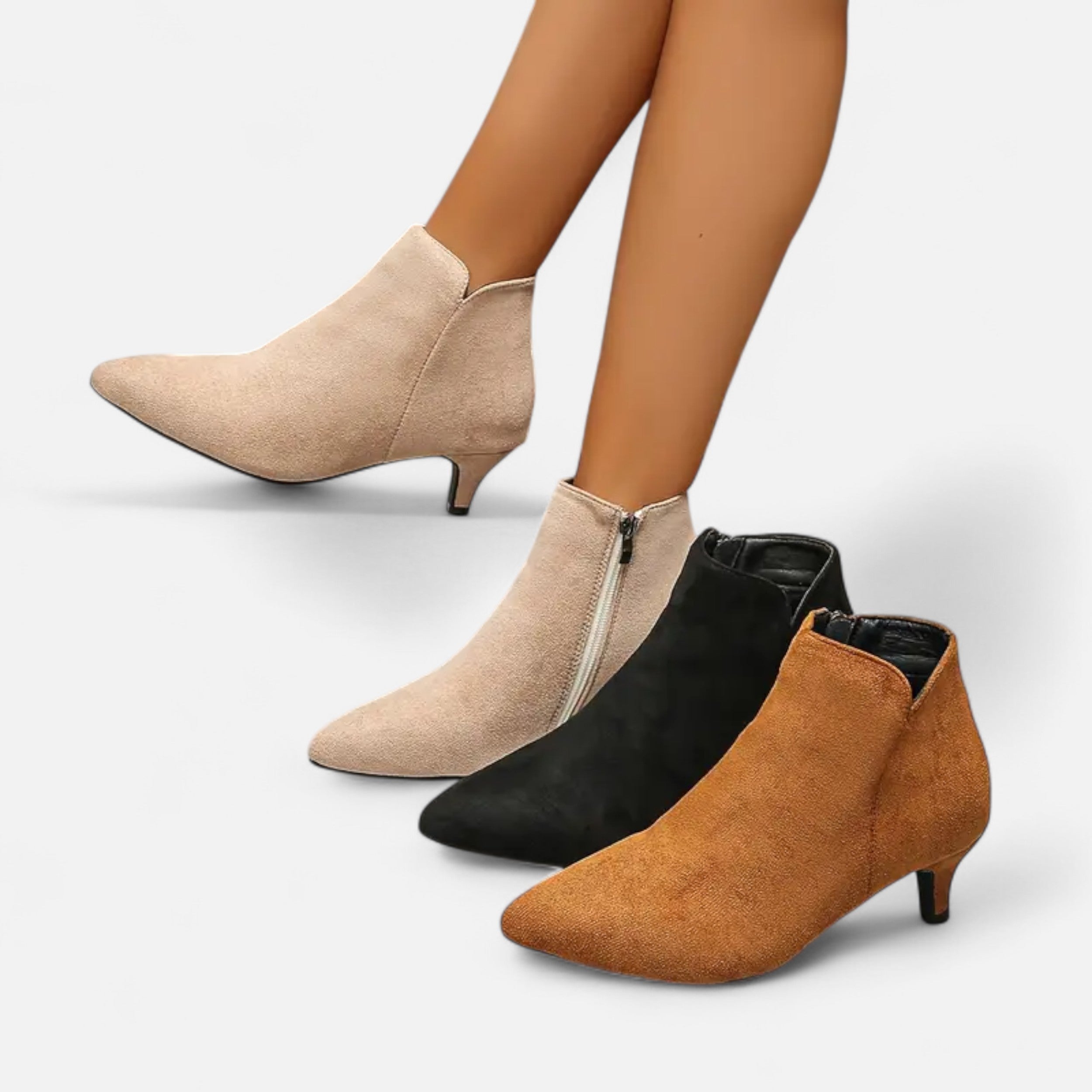 Women’s Kitten Heel Pointed Ankle Boots