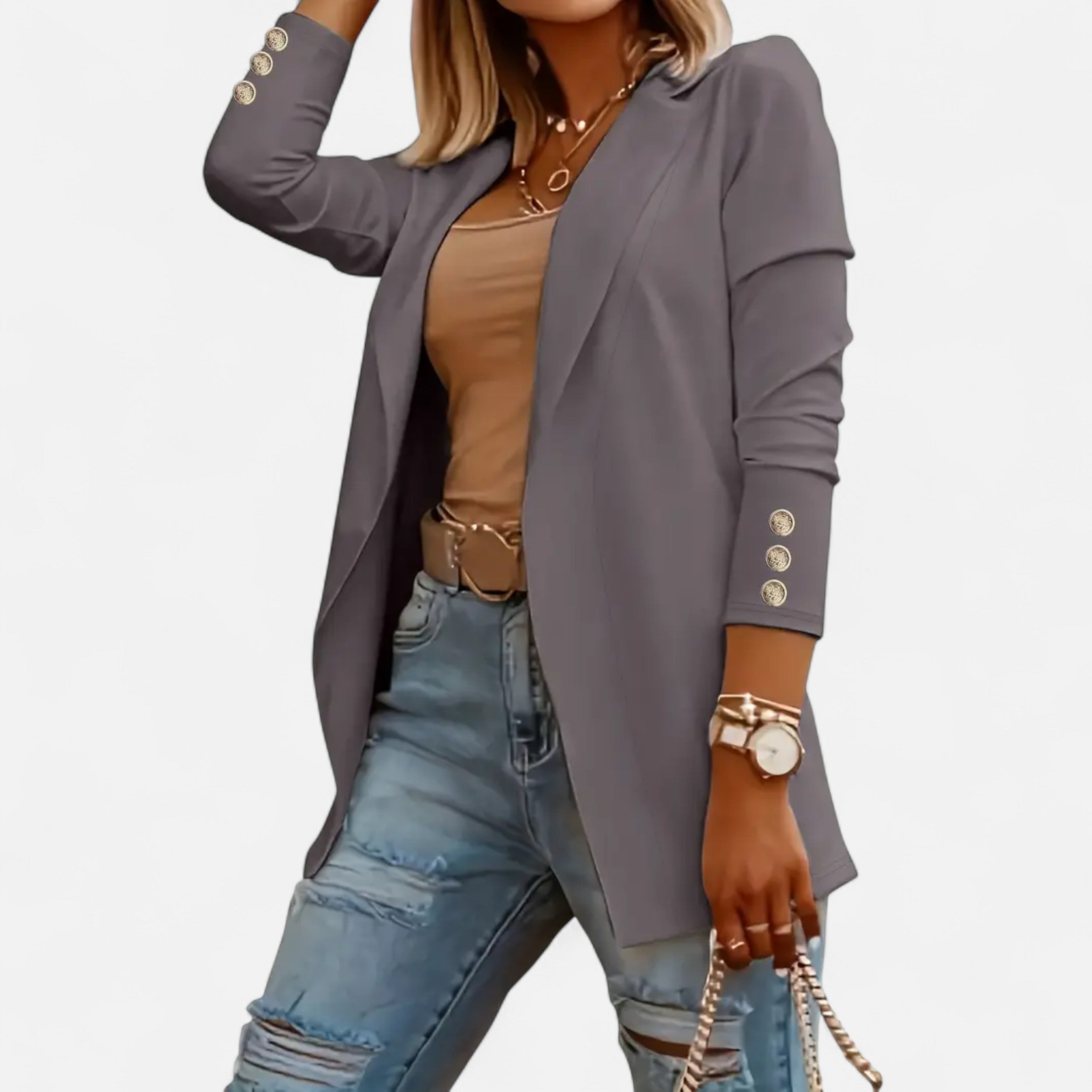 Women’s Chic Mid-Length Lapel Cardigan
